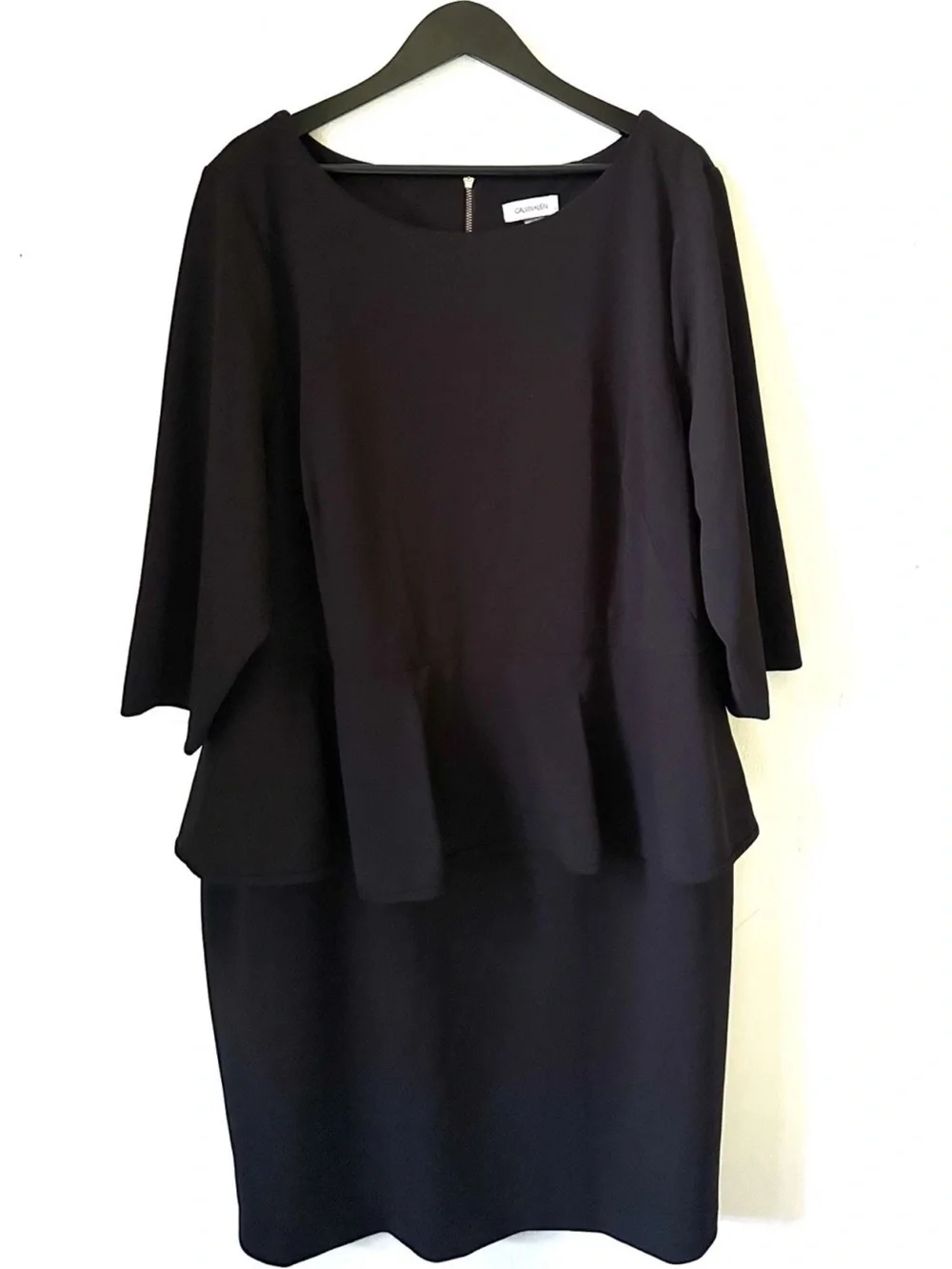 Calvin Klein Black Peplum Dress Womens 22W Stretch Career Cocktail Plus Size